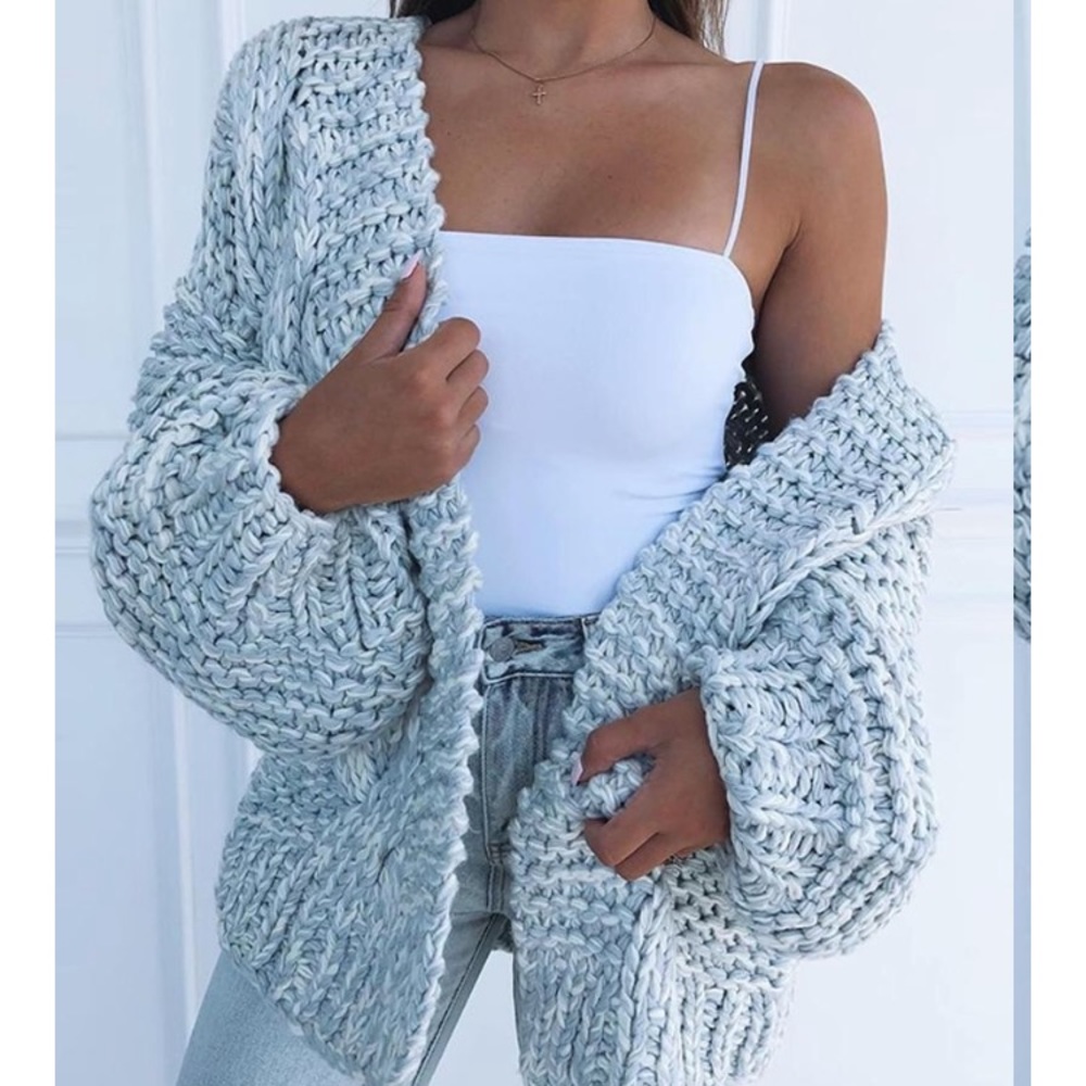 Solid Loose Knit Casual Cardigan